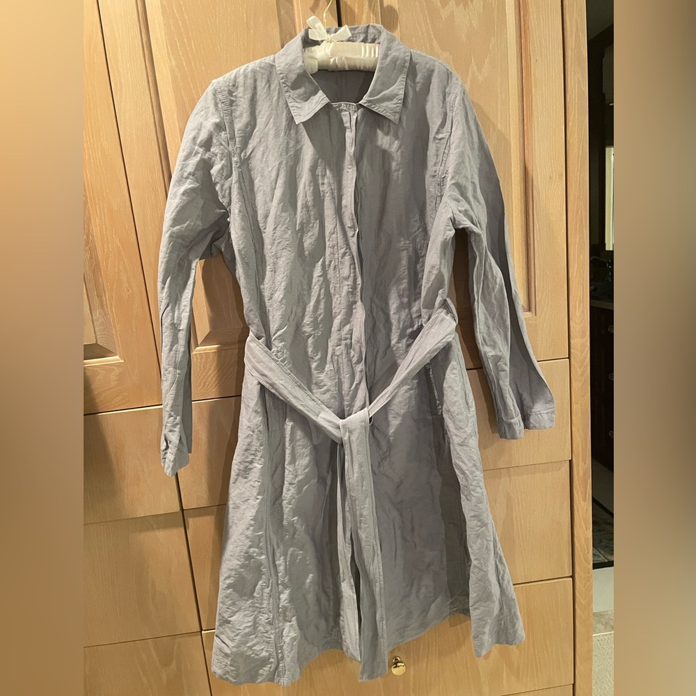 Eileen Fisher Light Gray Belted Trench Coat